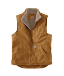 Carhartt Brown Washed Duck Sherpa-Lined Mock-Neck Vest | 104277
