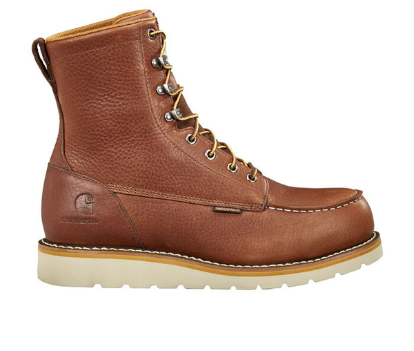Wedge sole brown leather lace up Carhartt steel toe boot